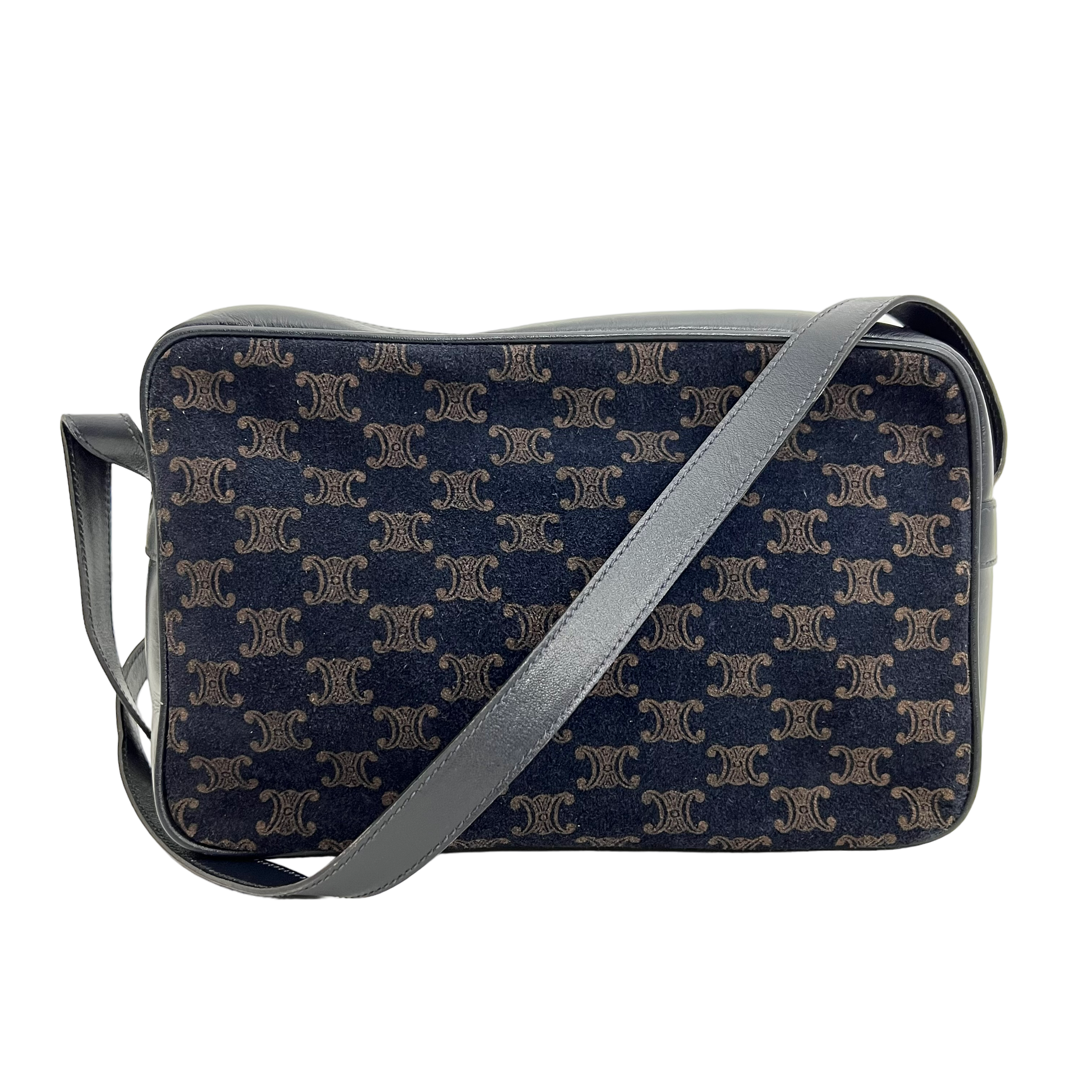 Navy Velvet Macadam Shoulder Bag