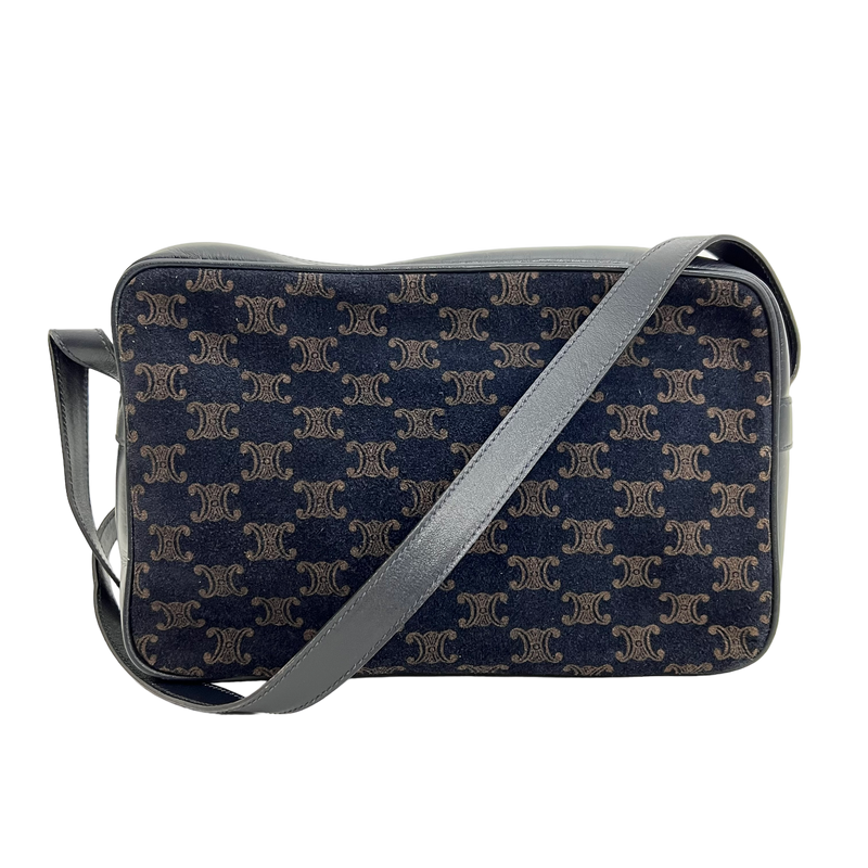 Navy Velvet Macadam Shoulder Bag