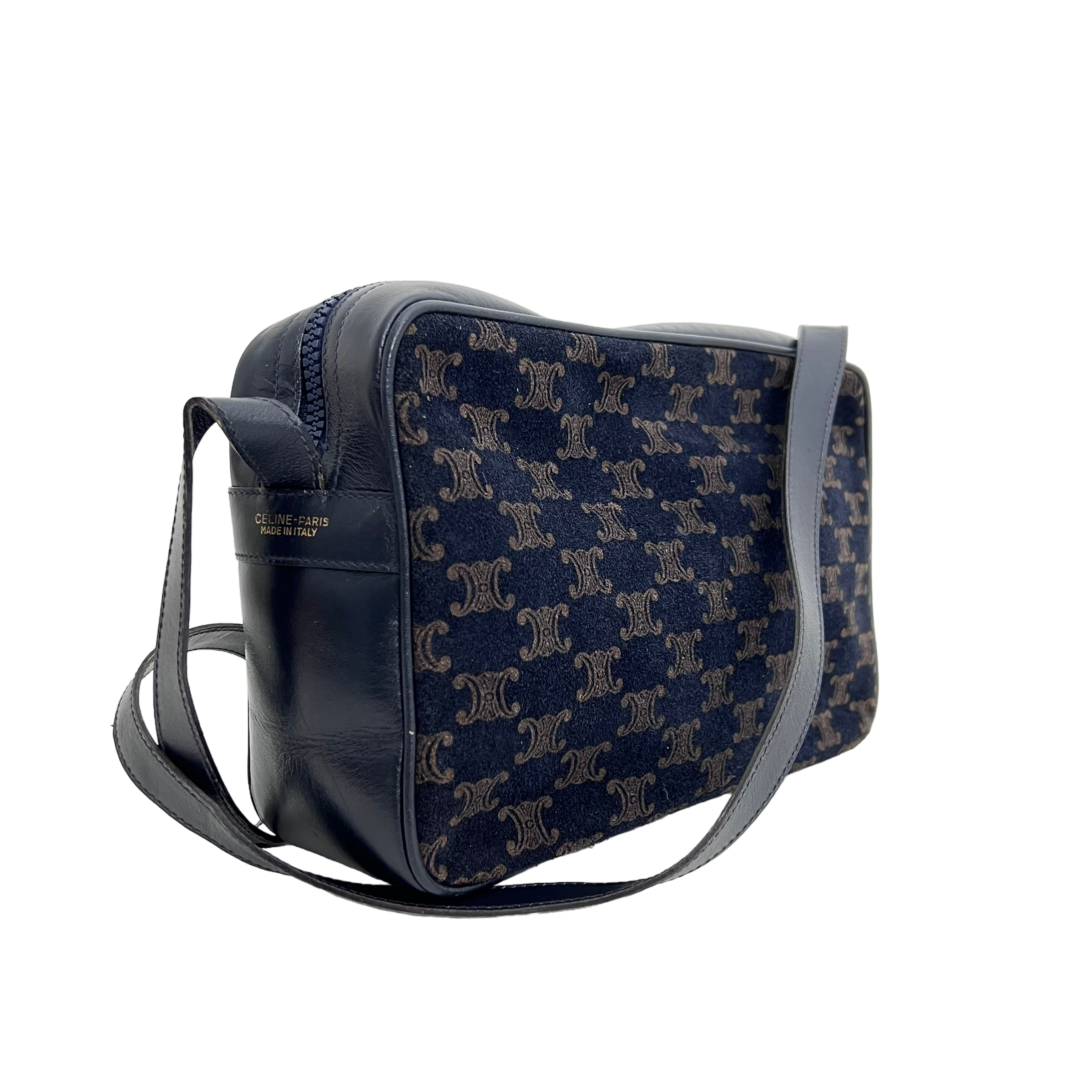 Navy Velvet Macadam Shoulder Bag