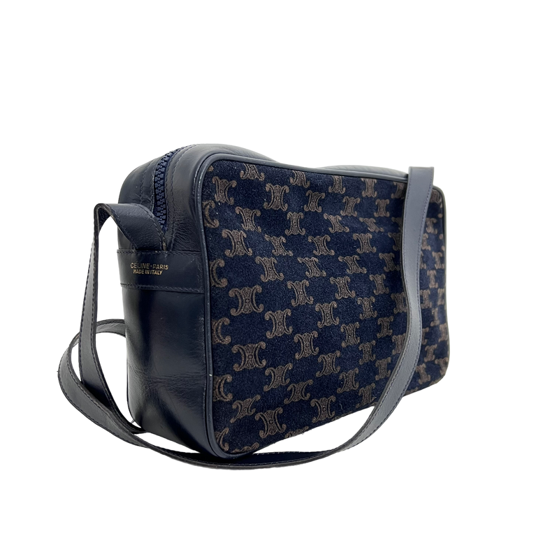 Navy Velvet Macadam Shoulder Bag