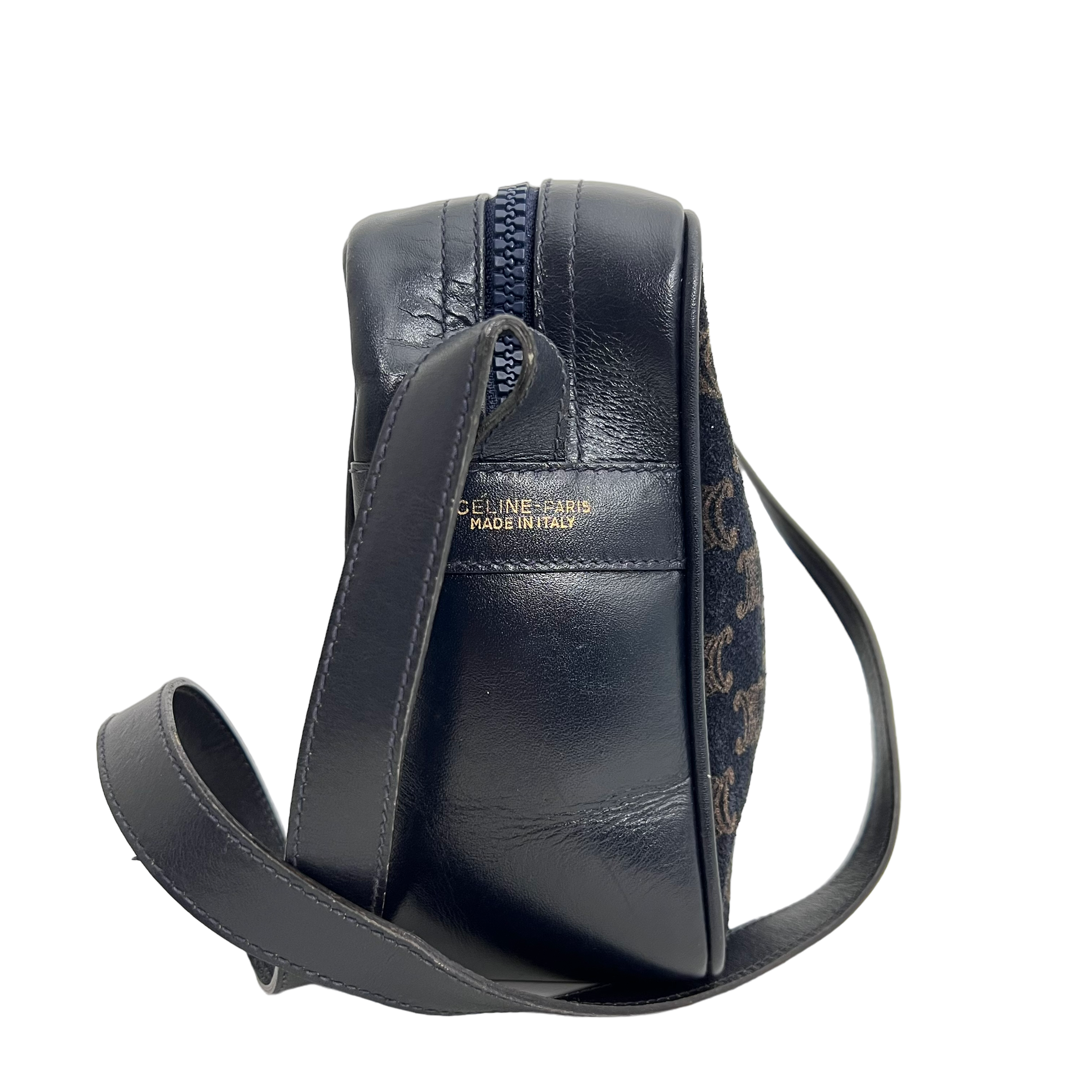 Navy Velvet Macadam Shoulder Bag