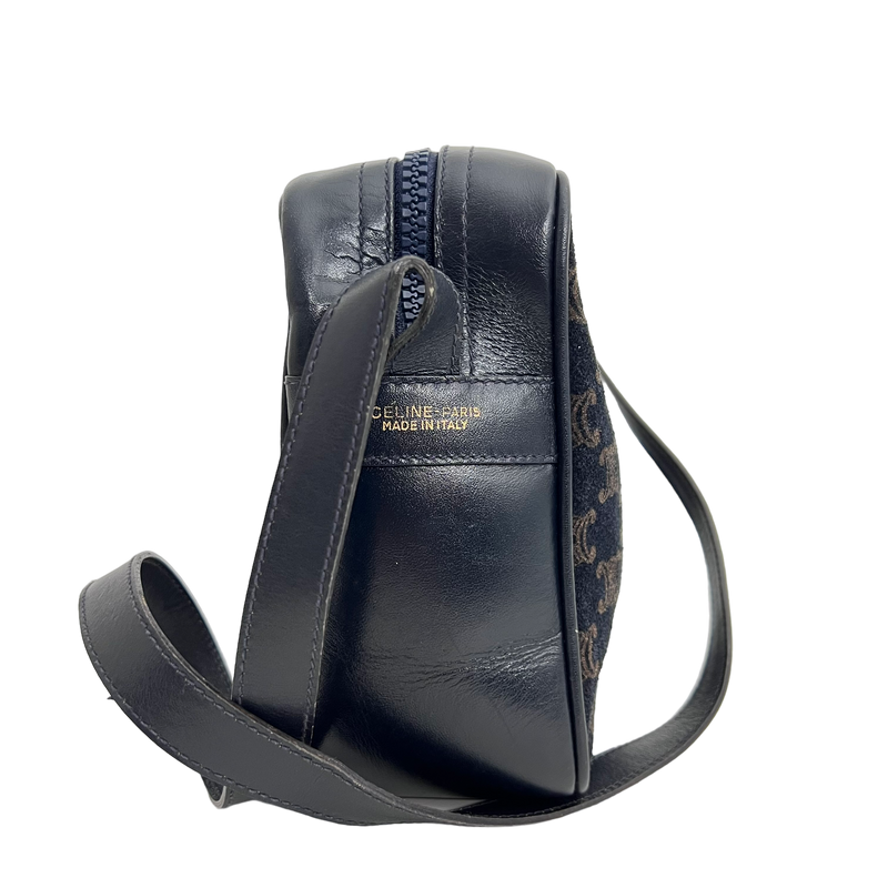 Navy Velvet Macadam Shoulder Bag