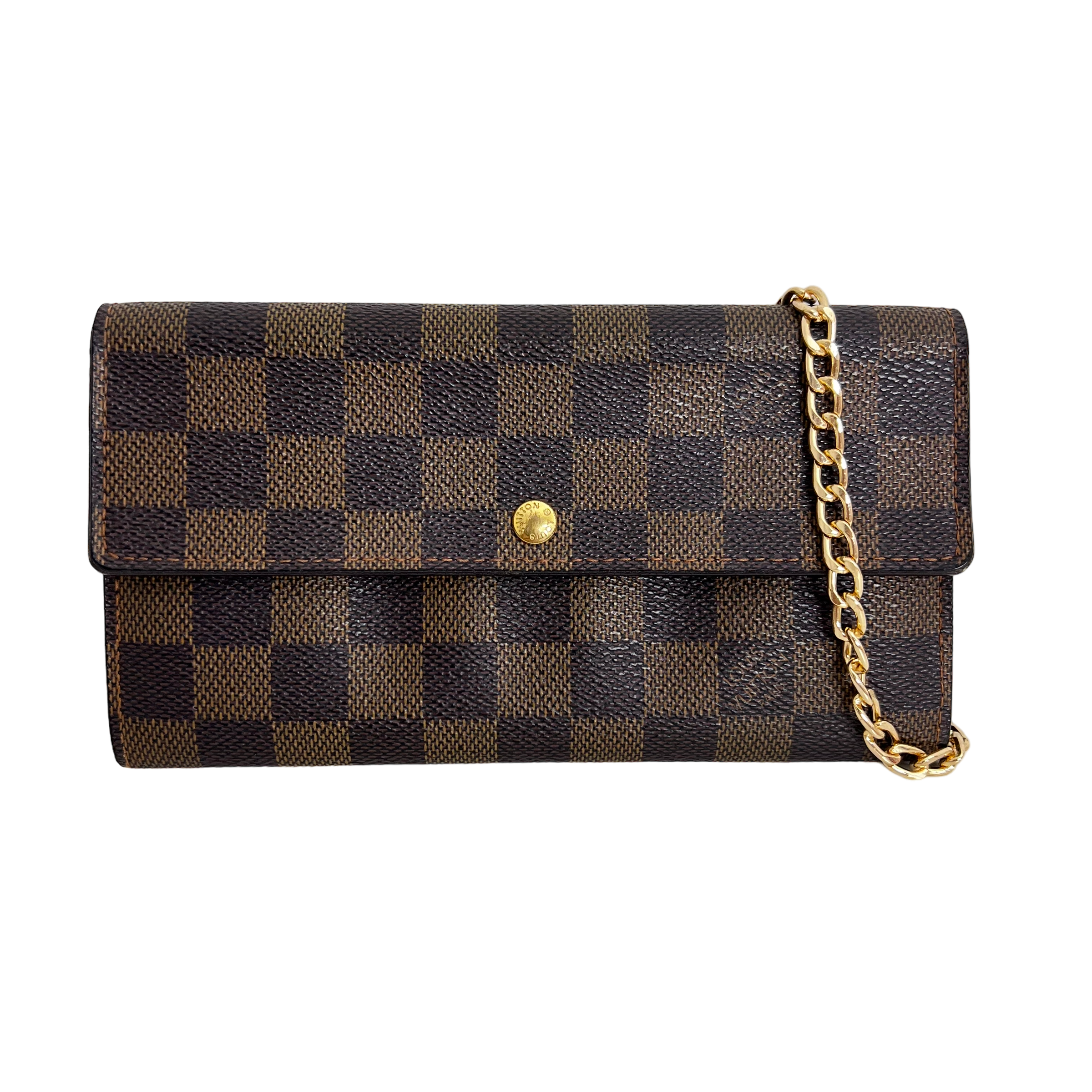 Damier Ebene Long Wallet w/ Chain