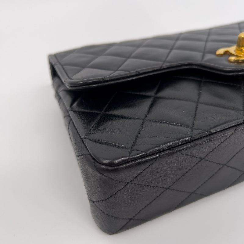 Black Small Quilted Lambskin Double Flap Bag