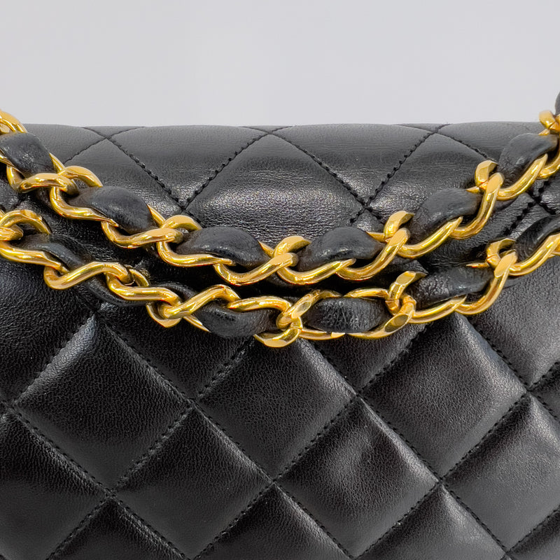 Black Small Quilted Lambskin Double Flap Bag