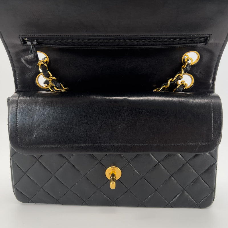 Black Small Quilted Lambskin Double Flap Bag