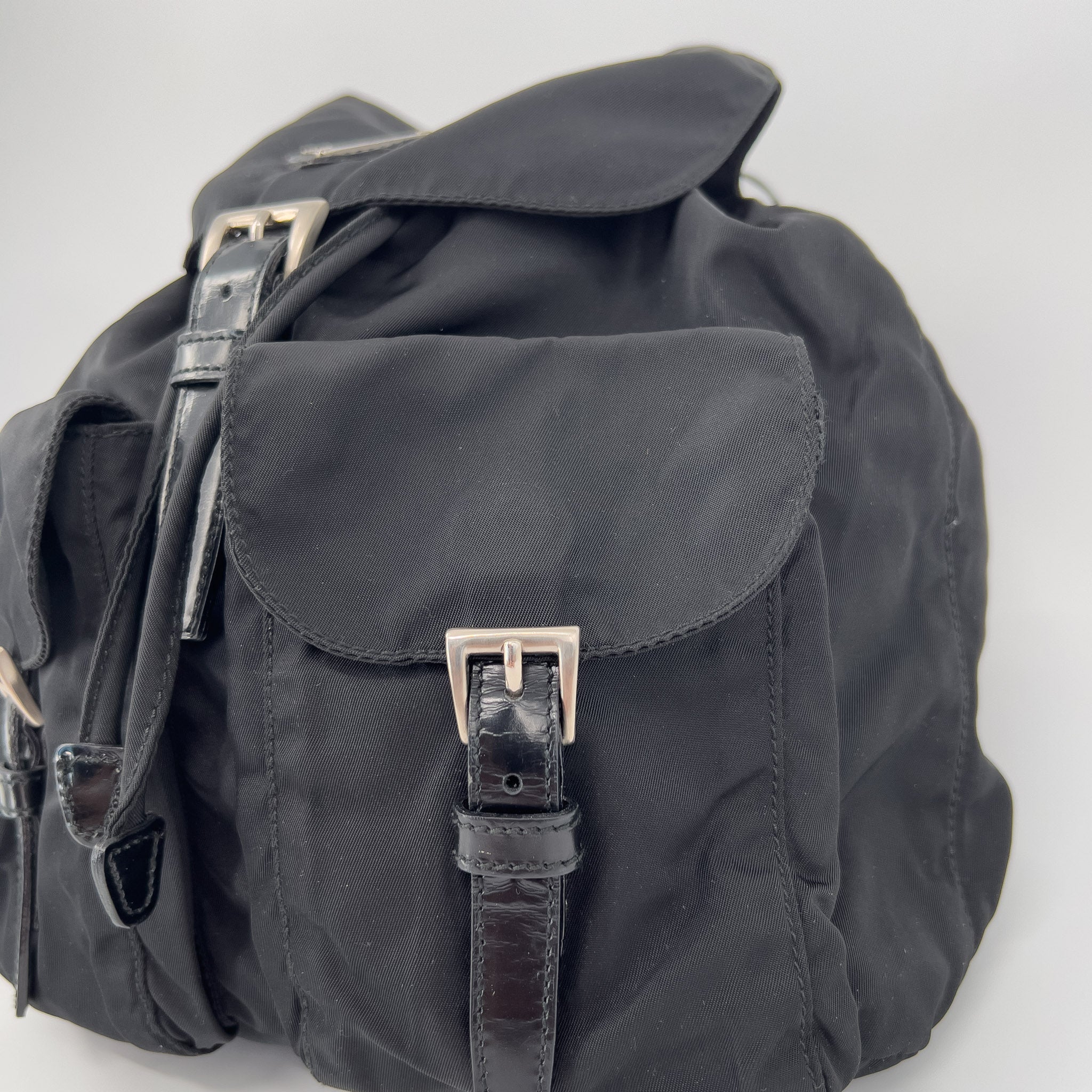 Black Nylon Tessuto Backpack