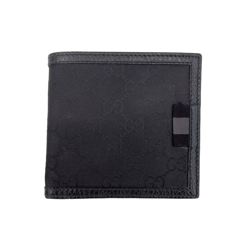 Black GG Web Canvas Mens Wallet