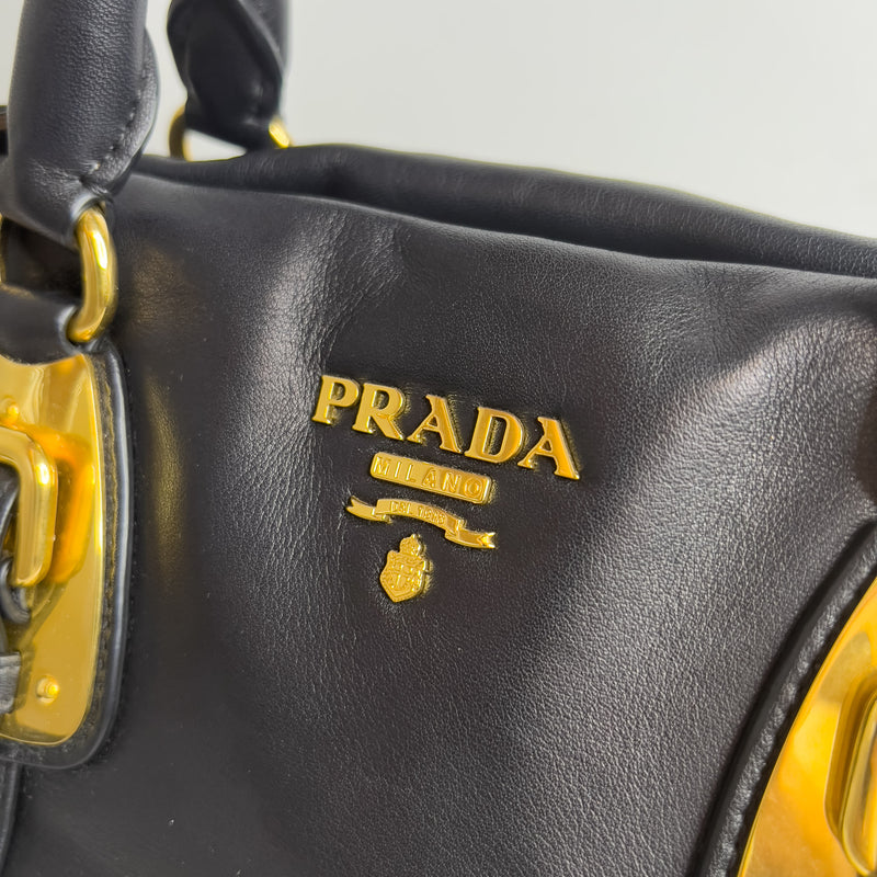 Prada, Bags, Authentic Prada Bauletto Nero Soft Calf Leather