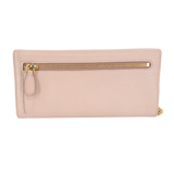 Soft Pink Daino Leather Wallet with Gold Chain