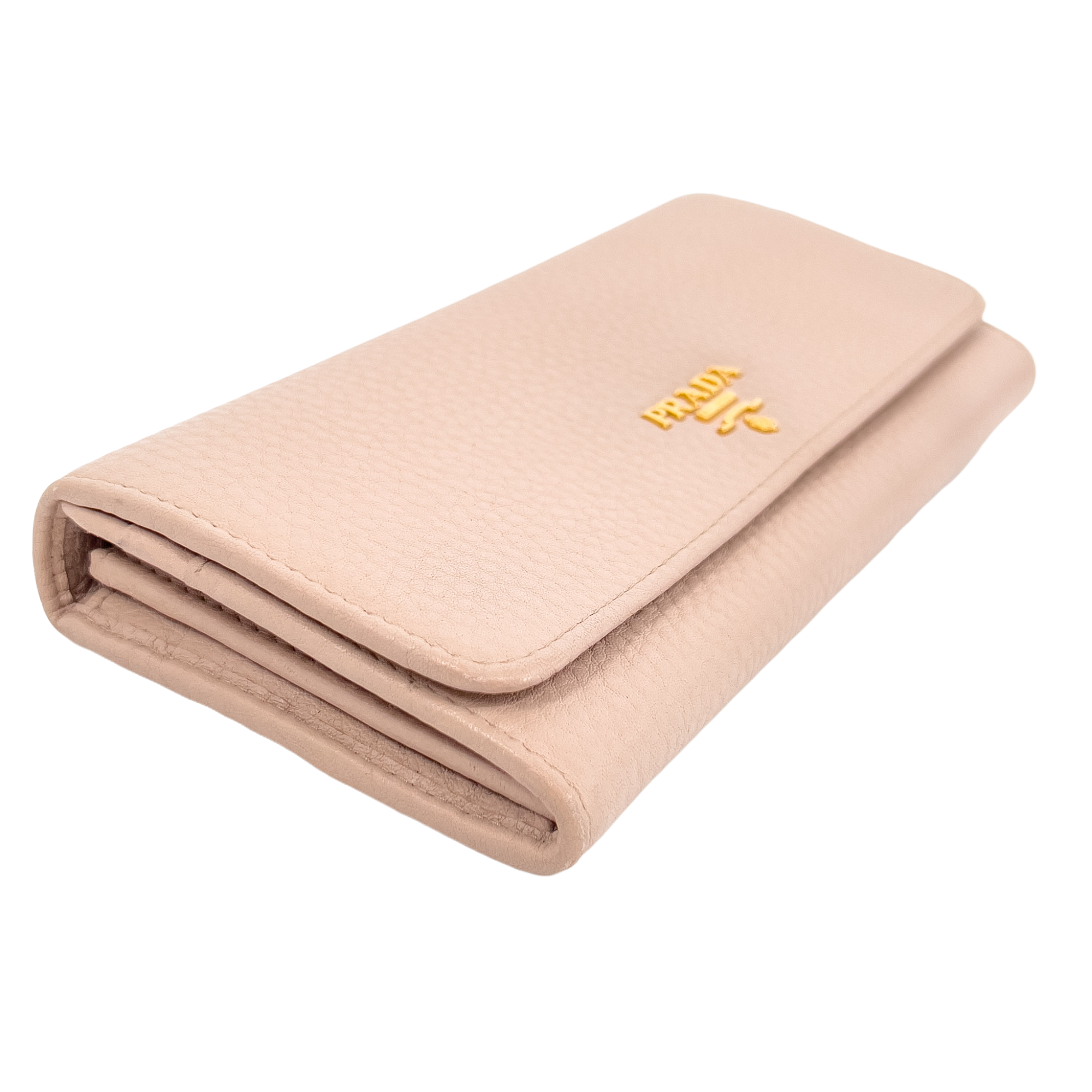 Soft Pink Daino Leather Wallet with Gold Chain
