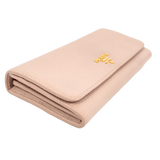 Soft Pink Daino Leather Wallet with Gold Chain