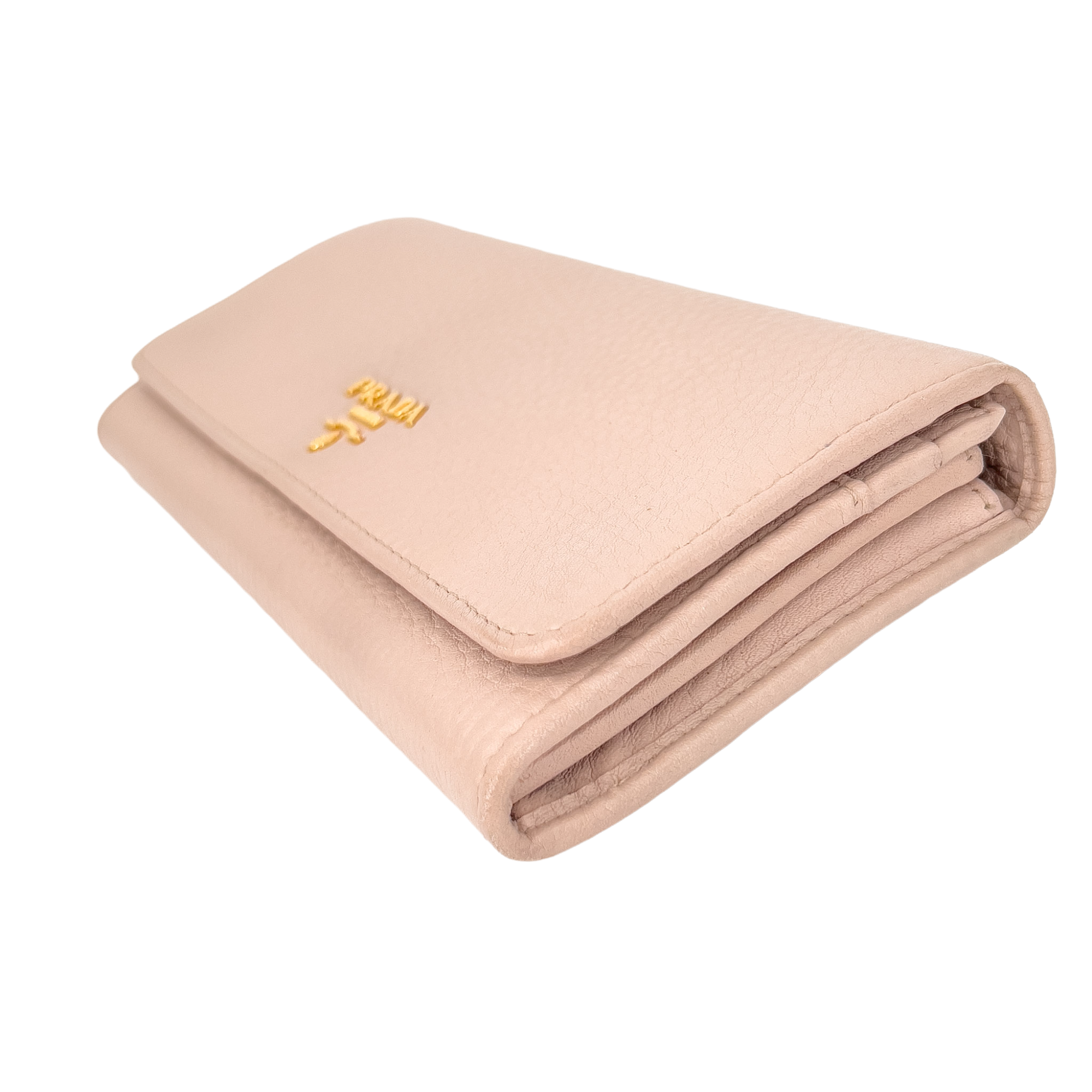 Soft Pink Daino Leather Wallet with Gold Chain