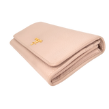 Soft Pink Daino Leather Wallet with Gold Chain