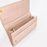 Soft Pink Daino Leather Wallet with Gold Chain