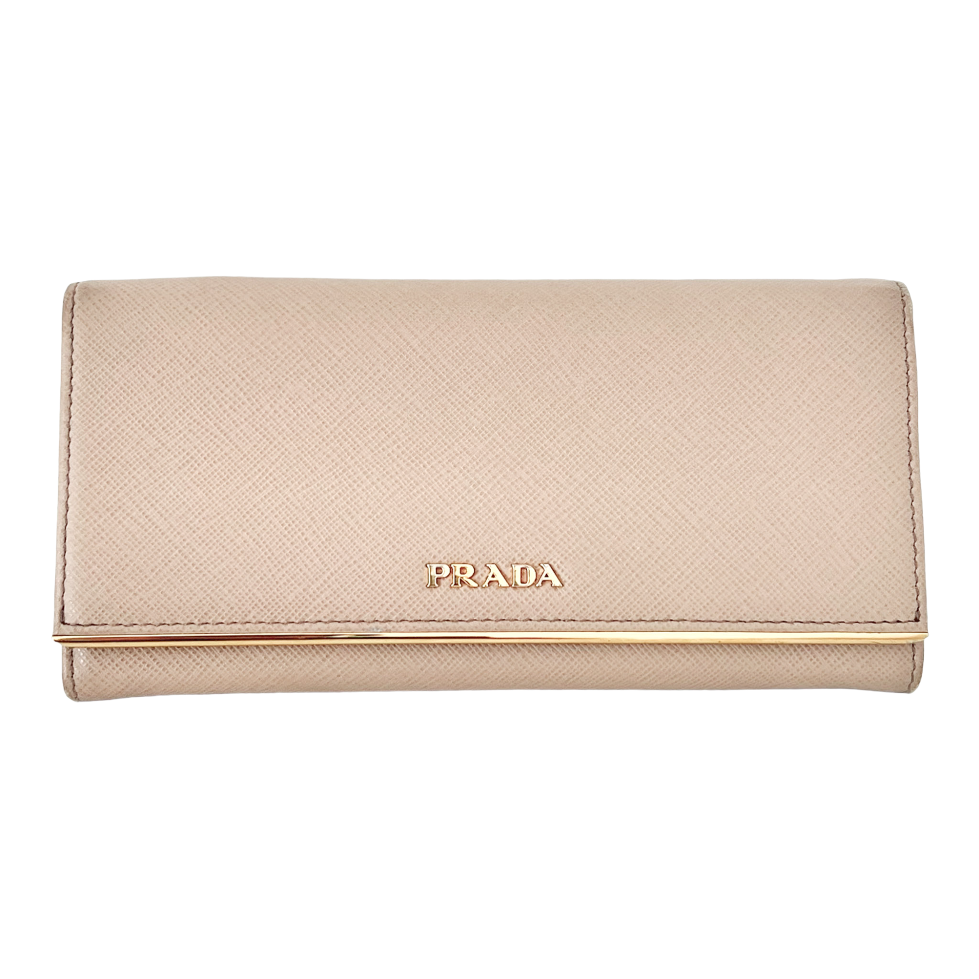 Beige Saffiano Wallet with Chain