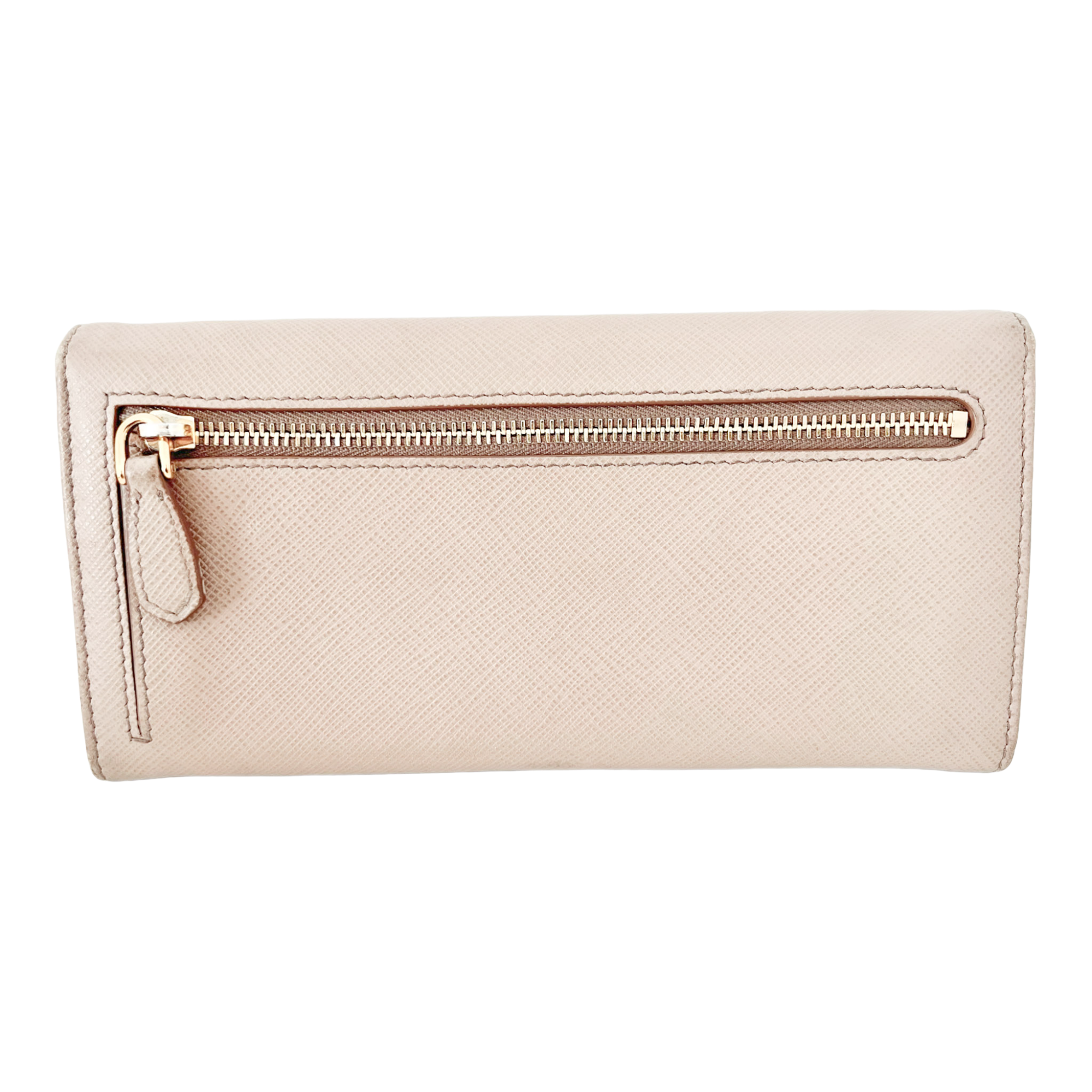 Beige Saffiano Wallet with Chain