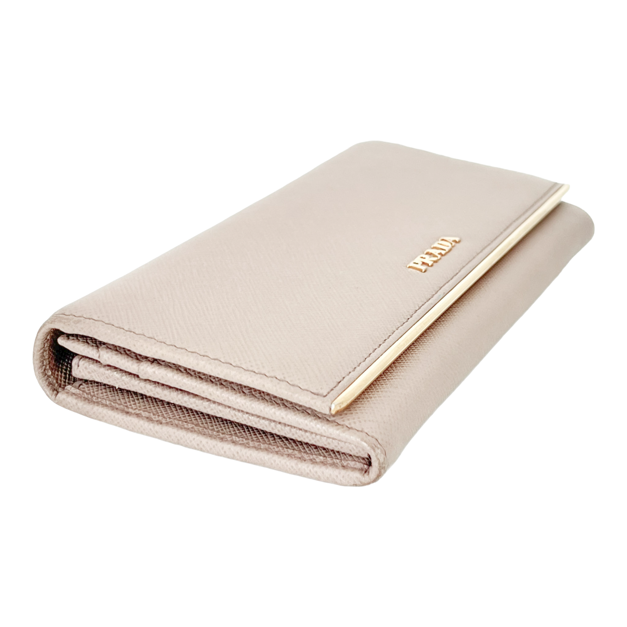 Beige Saffiano Wallet with Chain