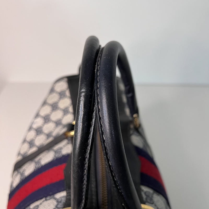 GG Web Supreme Canvas Boston Bag