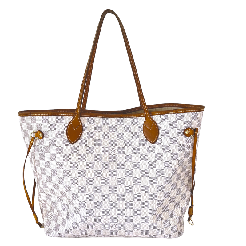 LOUIS VUITTON Neverfull GM Damier Azur Tote Shoulder Bag White